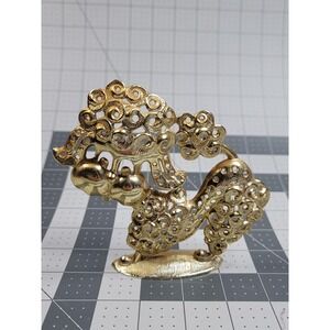 Vintage Revere Poodle Dog Earring Holder Stand Gold Colored Metallic Organizer